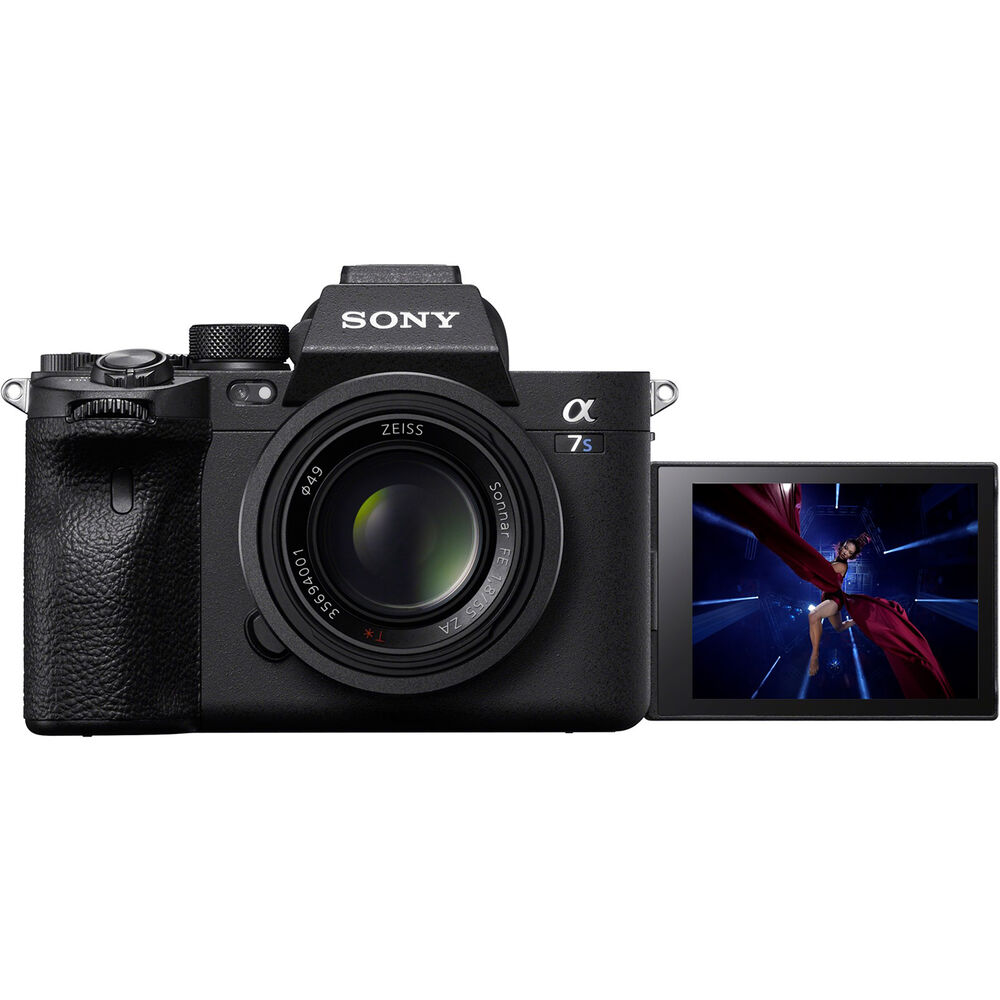 Sony Alpha a7S III full-frame mirrorless camera, 12.1MP sensor, 4K 120fps video, 5-axis stabilisation, and fast hybrid autofocus for low-light performance.
