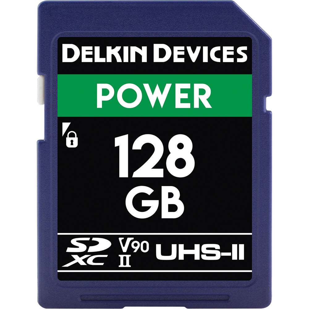 Delkin POWER 128GB UHS-II V90 SD card 300 MB/s speed