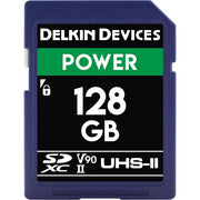 Delkin POWER 128GB UHS-II V90 SD card 300 MB/s speed