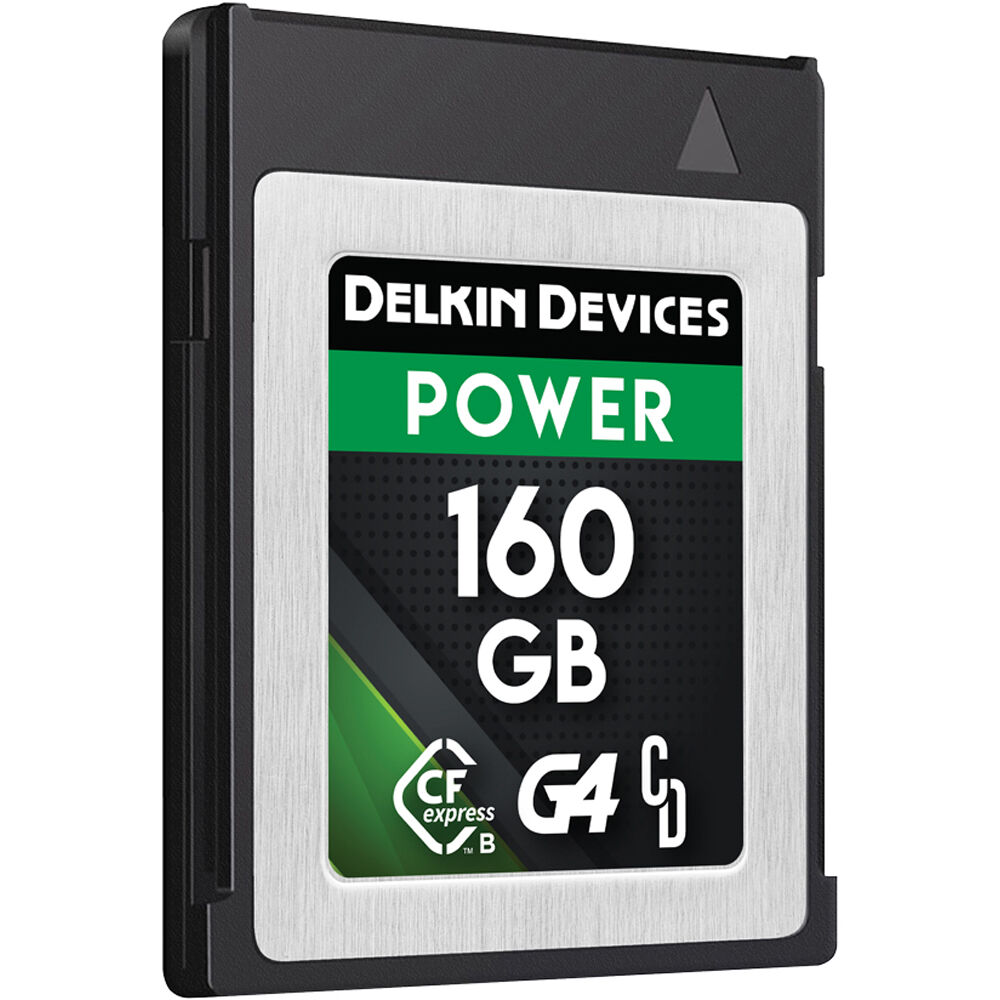 Delkin Devices CFexpress Type B G4 Memory Card features a storage capacity of 160GB.
