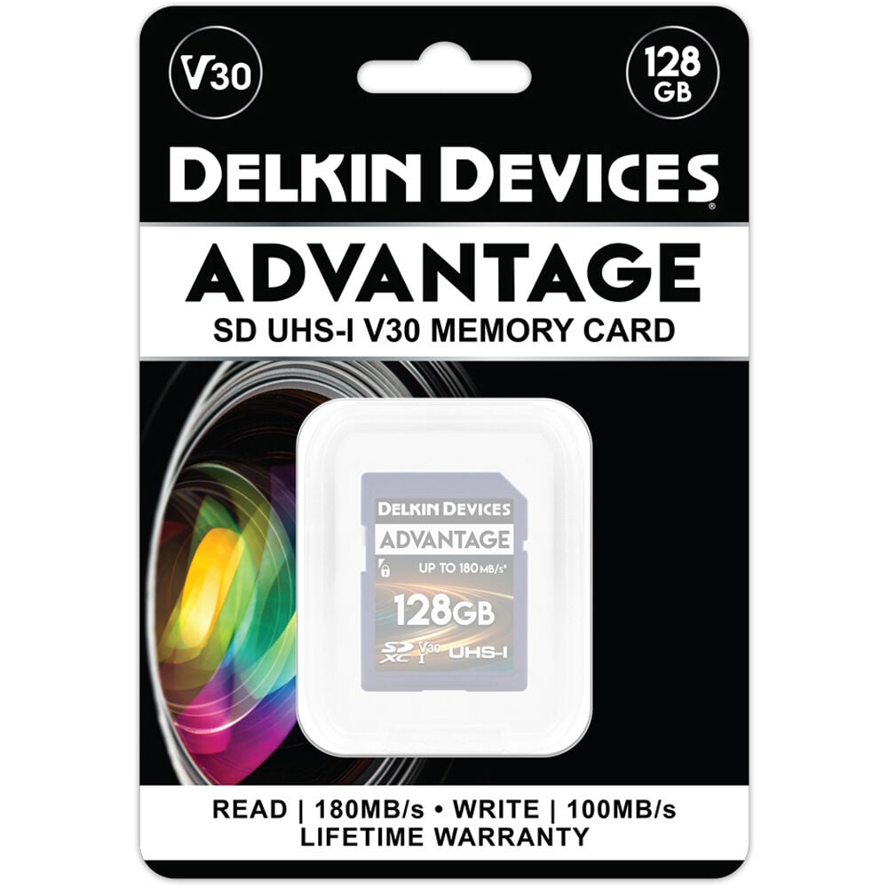 Delkin Devices Advantage UHS-I SDXC Memory Card – high-performance storage with up to 100MB/s read speed, perfect for capturing stunning photos and Full HD video.