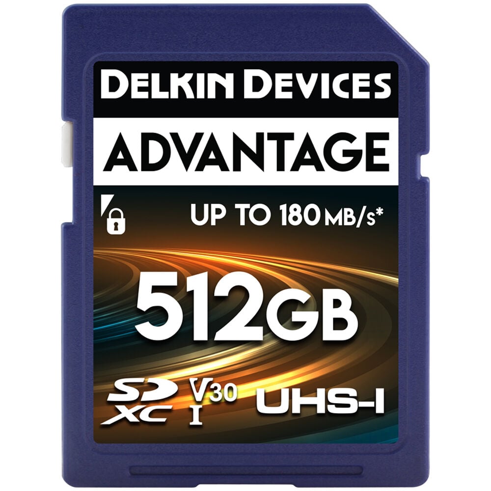 Delkin Devices Advantage UHS-I SDXC Memory Card – high-performance storage with up to 100MB/s read speed, perfect for capturing stunning photos and Full HD video.