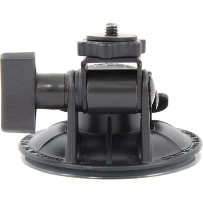 Delkin Devices Fat Gecko Stealth Single-Suction POV Camera Mount—compact 7 cm diameter suction base with lever-style locking mechanism, articulating low-profile ball/pivot head with universal ¼-20 mount, enabling up to 180° tilt and secure attachment for gear up to ~1.8 kg