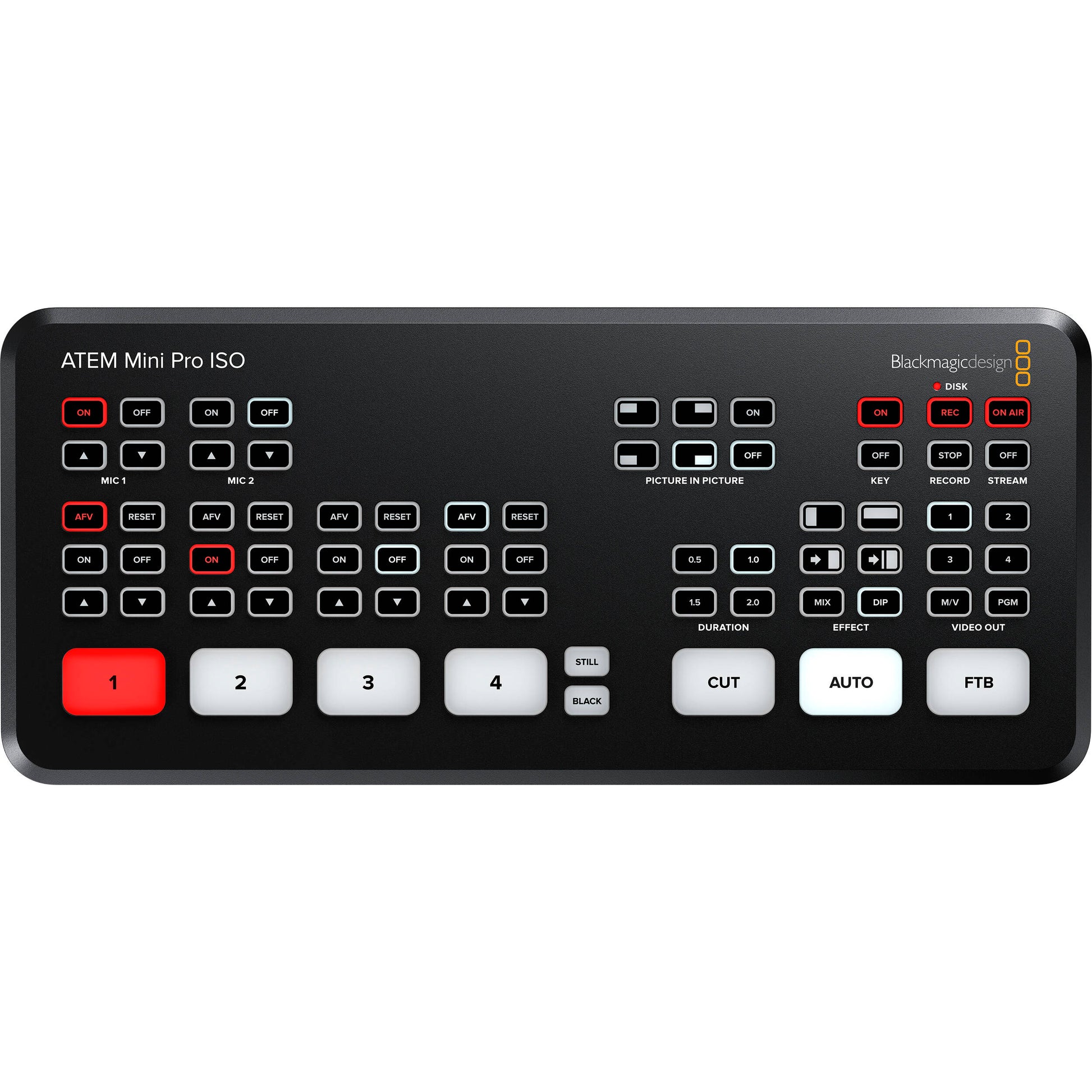 The Blackmagic Design ATEM Mini Pro ISO is a four-input live production switcher with an integrated control panel for multicamera live streaming. Buy online.