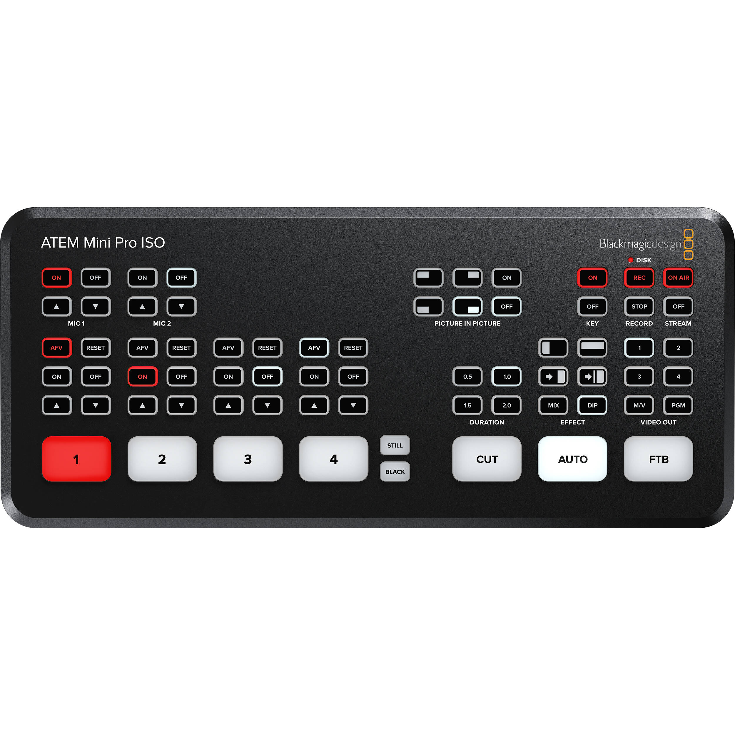 The Blackmagic Design ATEM Mini Pro ISO is a four-input live production switcher with an integrated control panel for multicamera live streaming. Buy online.