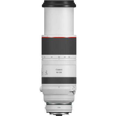 Canon RF 100-500mm F4.5-7.1 L IS USM telephoto zoom lens.