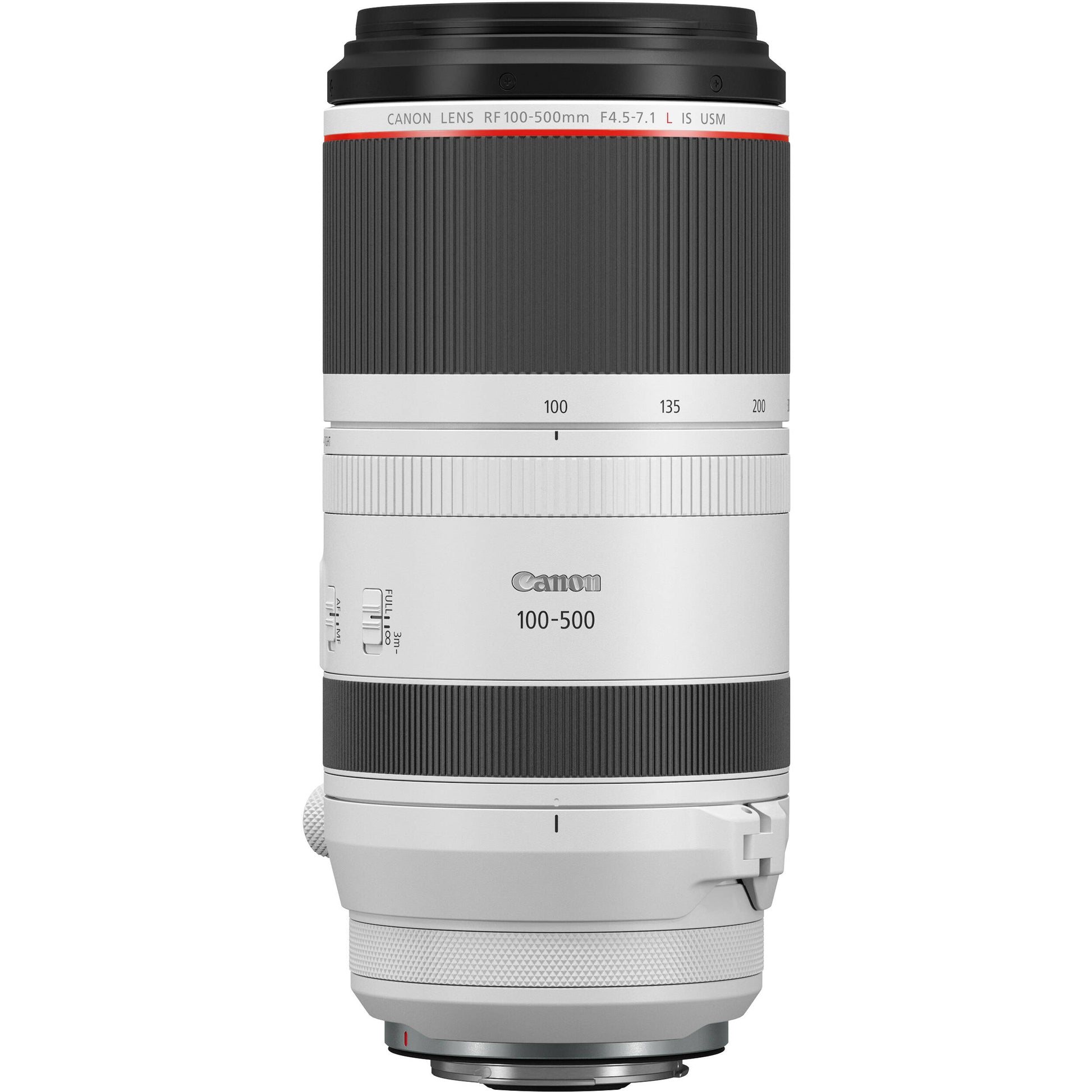 Canon RF 100-500mm F4.5-7.1 L IS USM telephoto zoom lens.