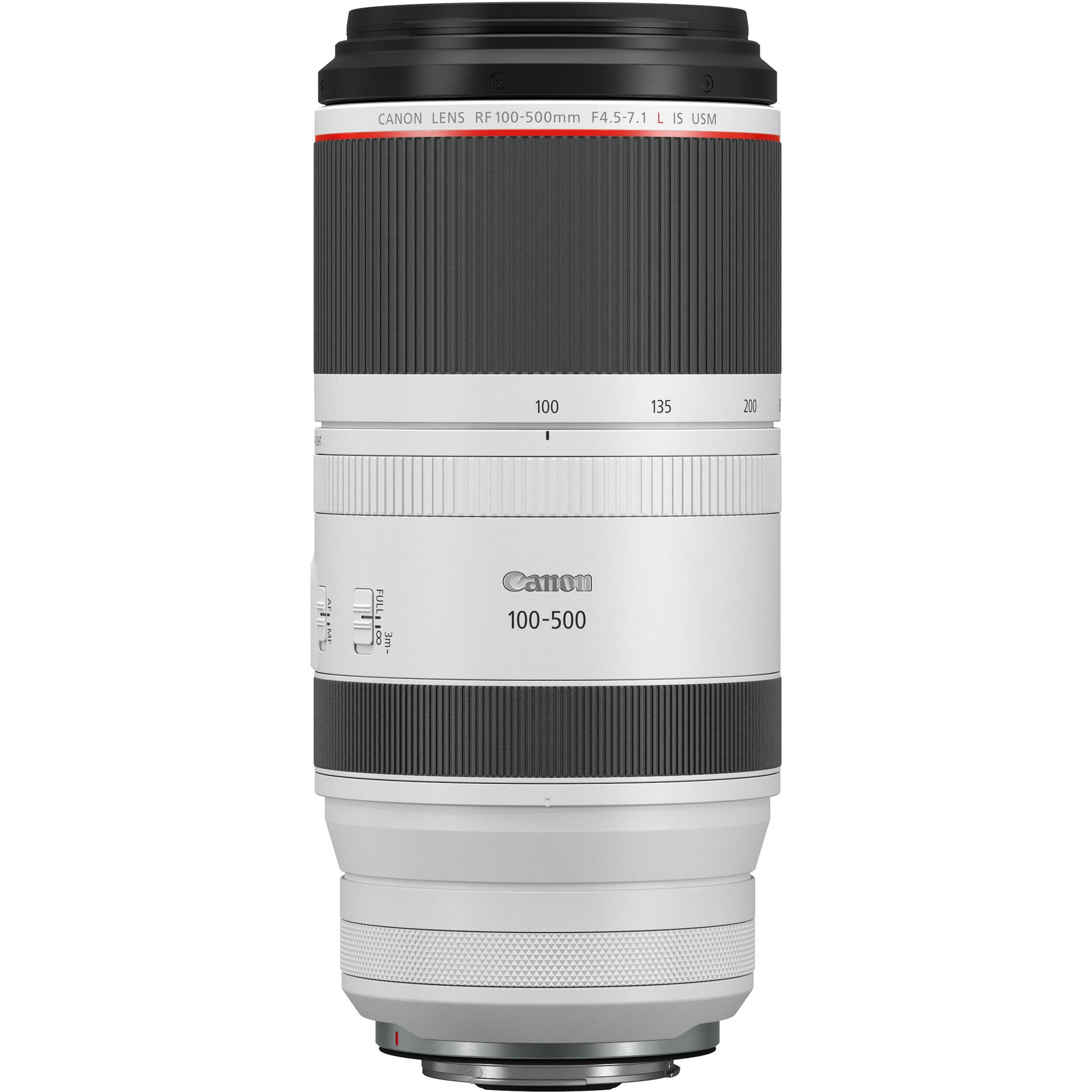 Canon RF 100-500mm F4.5-7.1 L IS USM telephoto zoom lens.