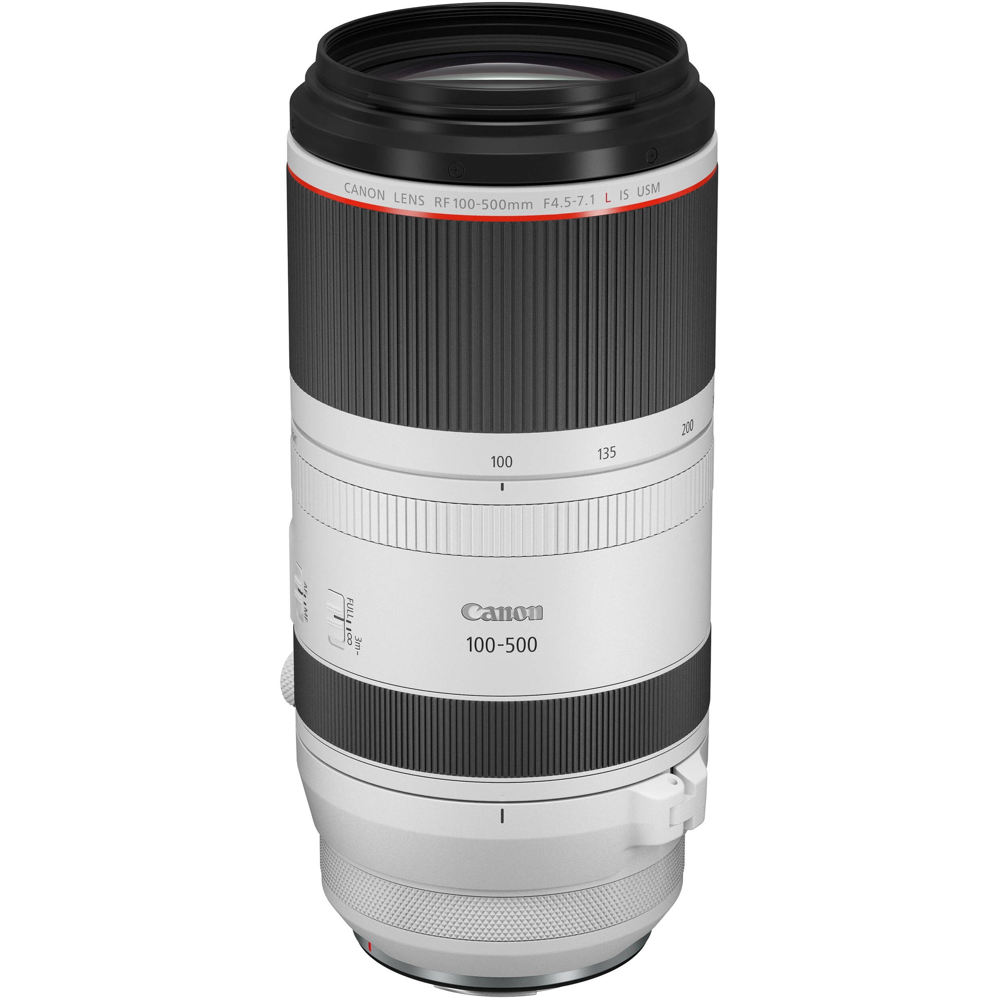 Canon RF 100-500mm F4.5-7.1 L IS USM telephoto zoom lens.