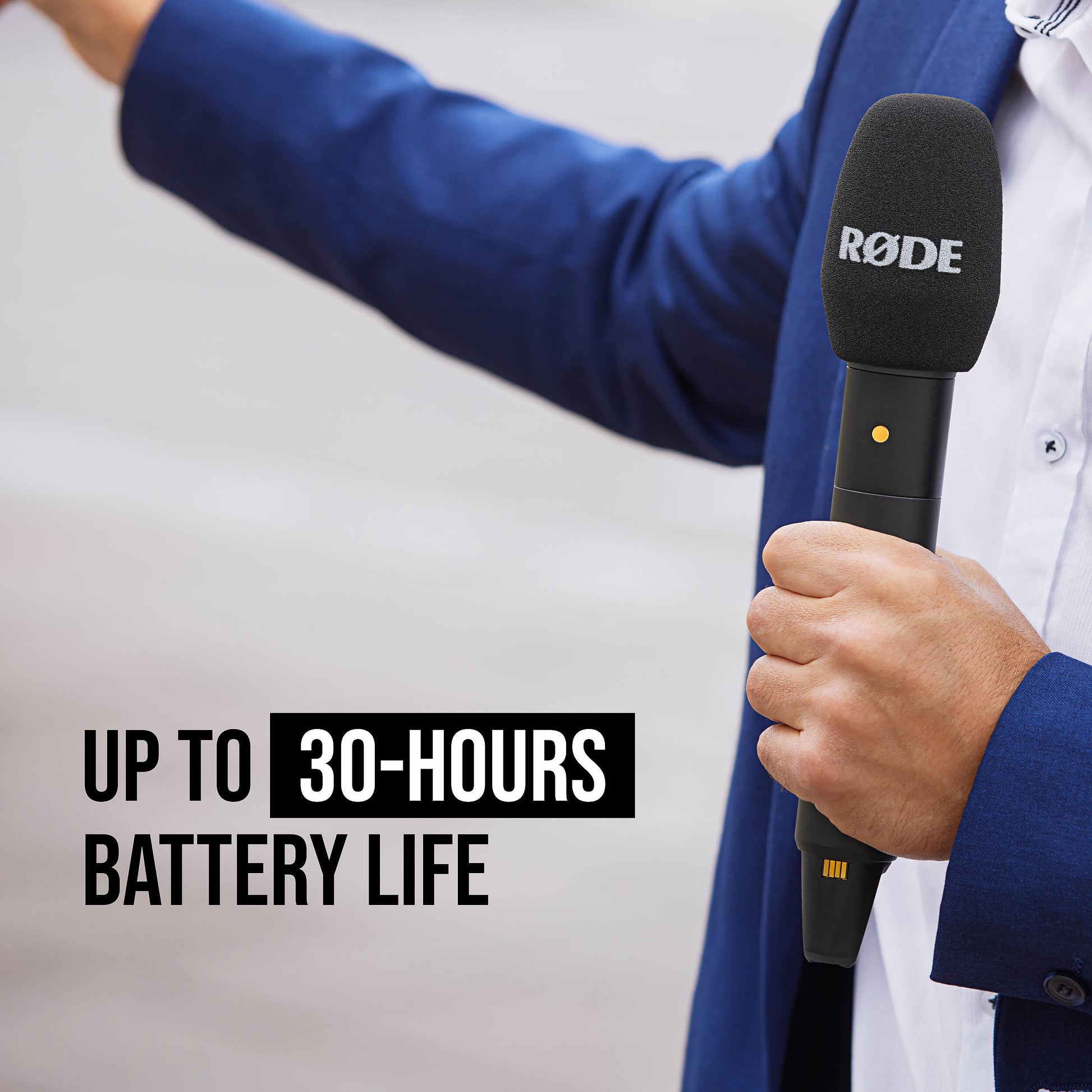 The RODE Interview Pro Wireless Handheld Condenser Microphone features a wireless microphone great for recording professional audio in a space for content creation.