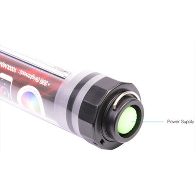 Luxceo P120 waterproof RGB LED light bar (120 cm), slim tube with color spectrum display and handheld app control.