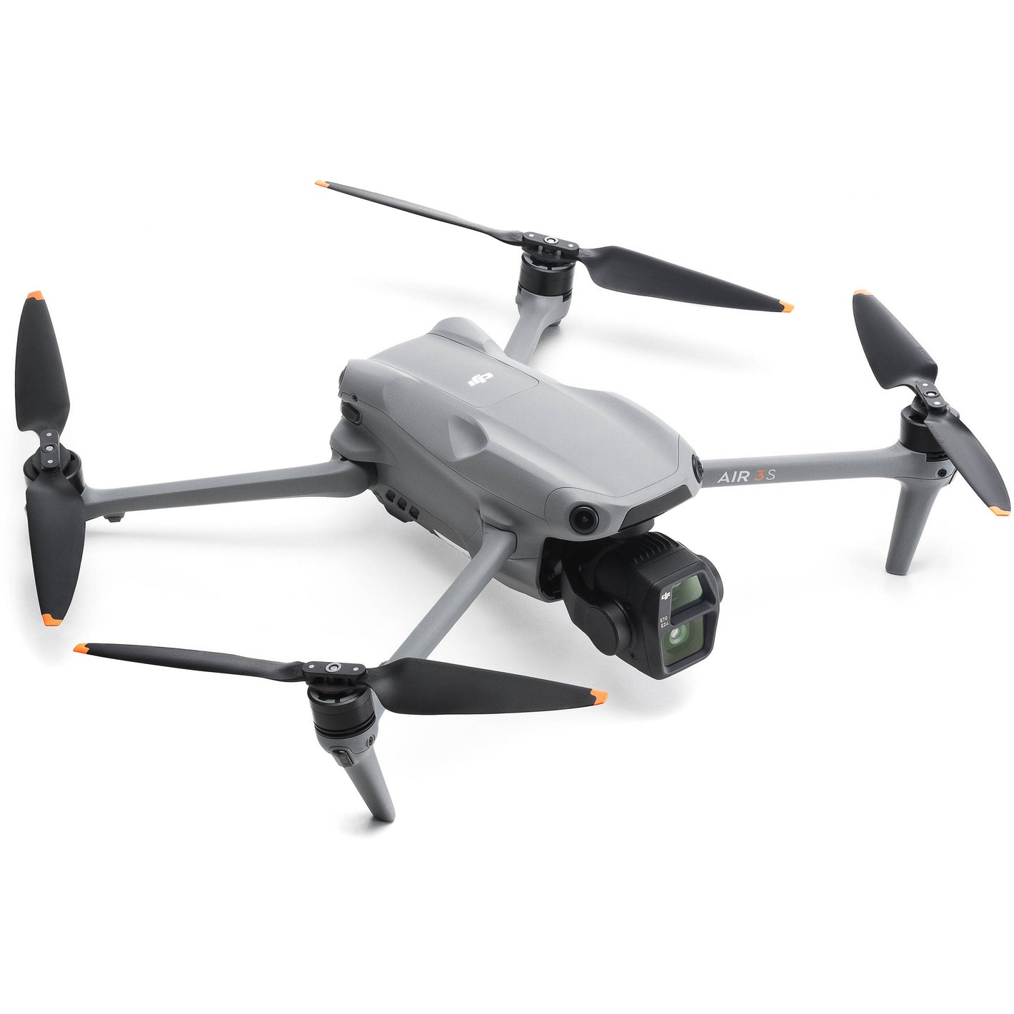 DJI Air 3S drone with dual 1-inch CMOS cameras, 45-min flight time, omnidirectional obstacle sensing, and DJI RC 2 controller
