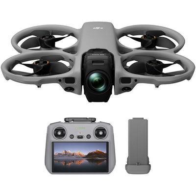 DJI Avata 360 performing a high-speed manoeuvre, capturing 8K spherical video with omnidirectional obstacle sensing active.
