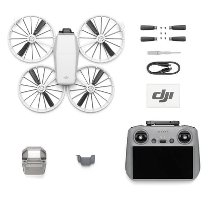DJI drone and accessories on a white background