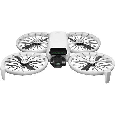 White drone with four propellers on a white background