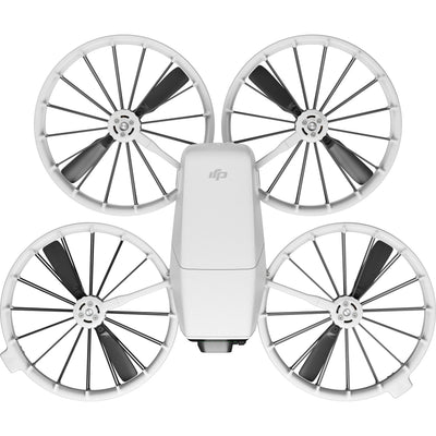 DJI Spark drone with four propellers on a white background