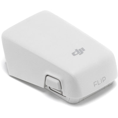 A black DJI Intelligent Flight Battery is shown, featuring a power button and four LED indicators.