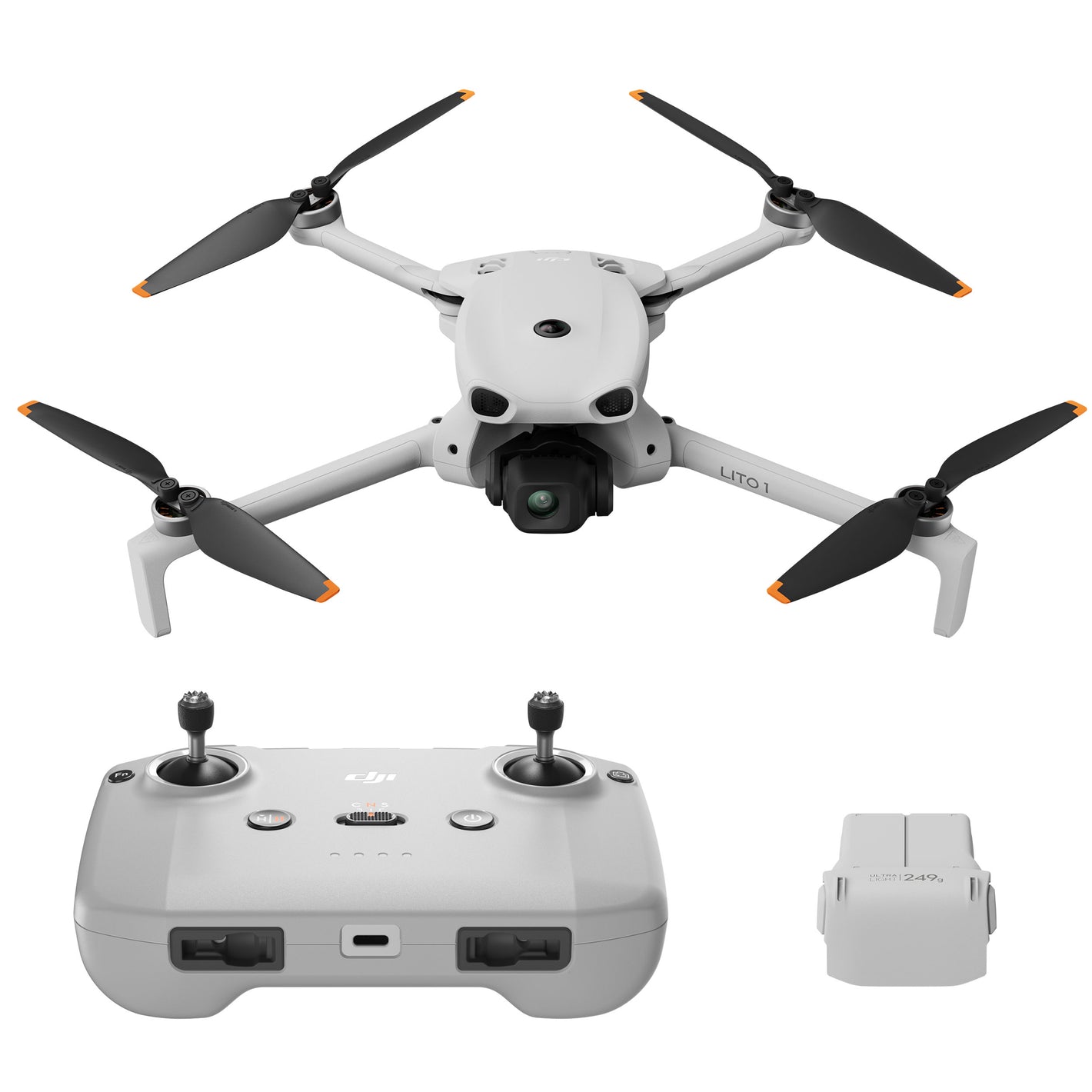 DJI Lito 1 foldable beginner camera drone with the RC-N3 remote controller.