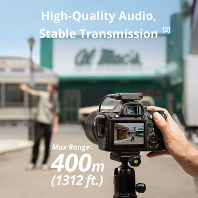 DJI Mic Mini wireless microphone with dual transmitters, compact charging case, noise cancellation, and long battery life for content creators.