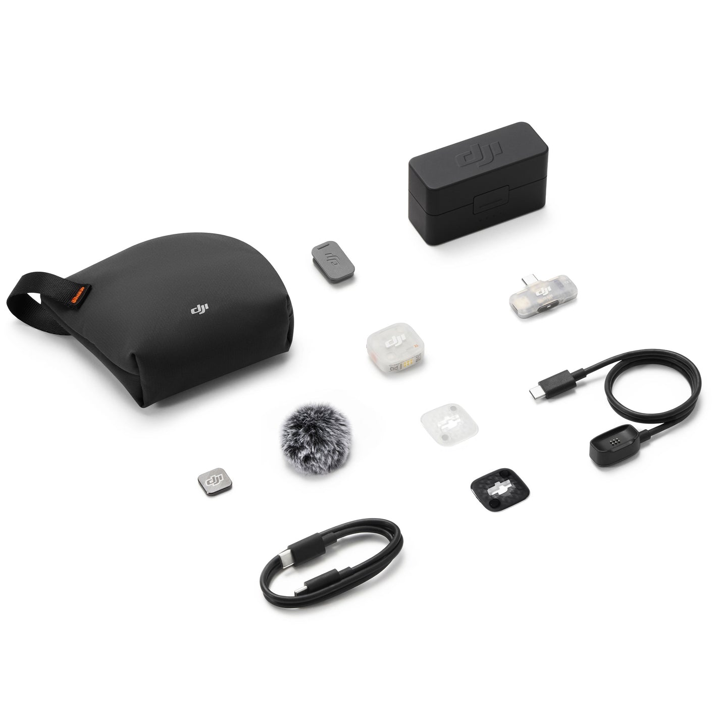 DJI Mic Mini 2S wireless microphone system with transmitter, receiver and charging case
