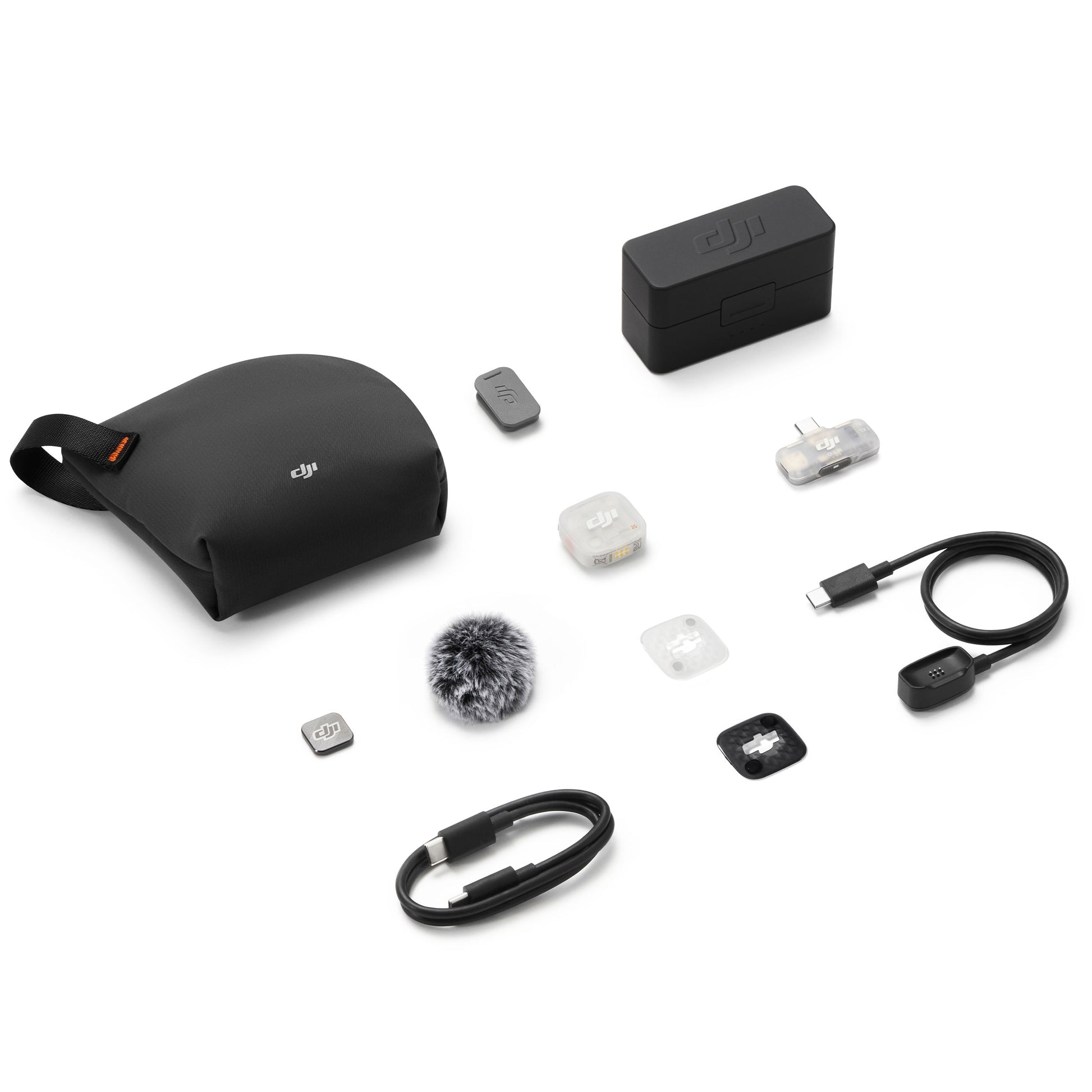 DJI Mic Mini 2S wireless microphone system with transmitter, receiver and charging case
