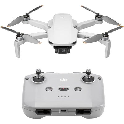 DJI Mini 4K drone featuring a lightweight foldable design under 250g, 12MP camera with 4K video recording, 3-axis gimbal, up to 31 minutes flight time, and up to 10km OcuSync 2.0 video transmission