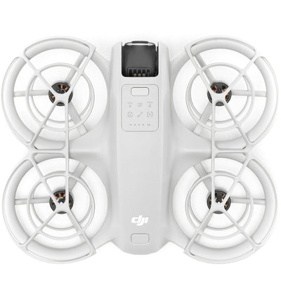 White drone with four propellers on a white background