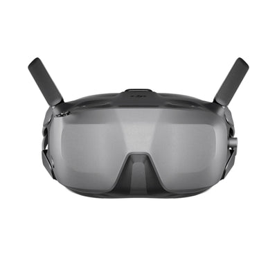 Black drone headset with antennas on a white background