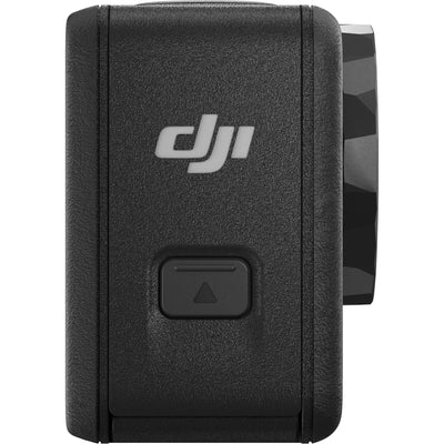 DJI Osmo Action 5 Pro action camera with both front and rear OLED touchscreens, shown alongside three Extreme Battery Plus cells, a multifunctional charging rod/extension pole, and a protective carry case—presented as the complete Adventure Combo kit.