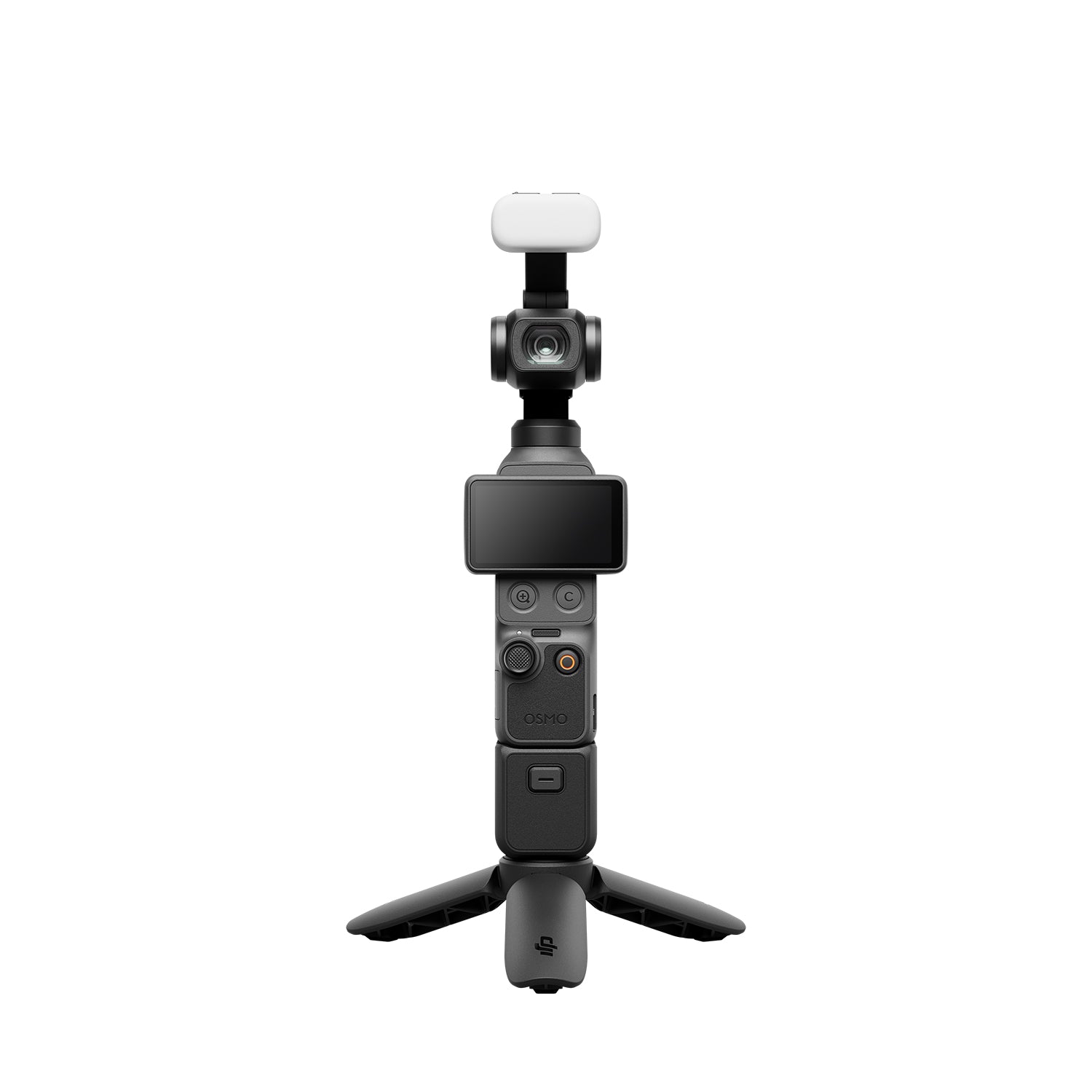 DJI Osmo Pocket 4 Creator Combo including stabilised 4K gimbal camera, DJI Mic 3 wireless transmitter, magnetic fill light, and battery handle.
