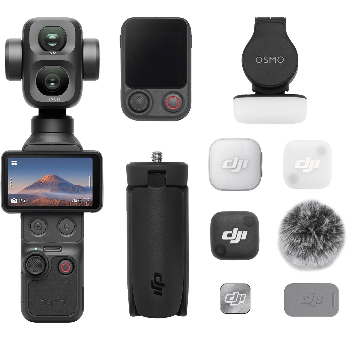 DJI Osmo Pocket 4P dual-lens 4K gimbal camera with 4K 240fps slow motion and 17-stop dynamic range.
