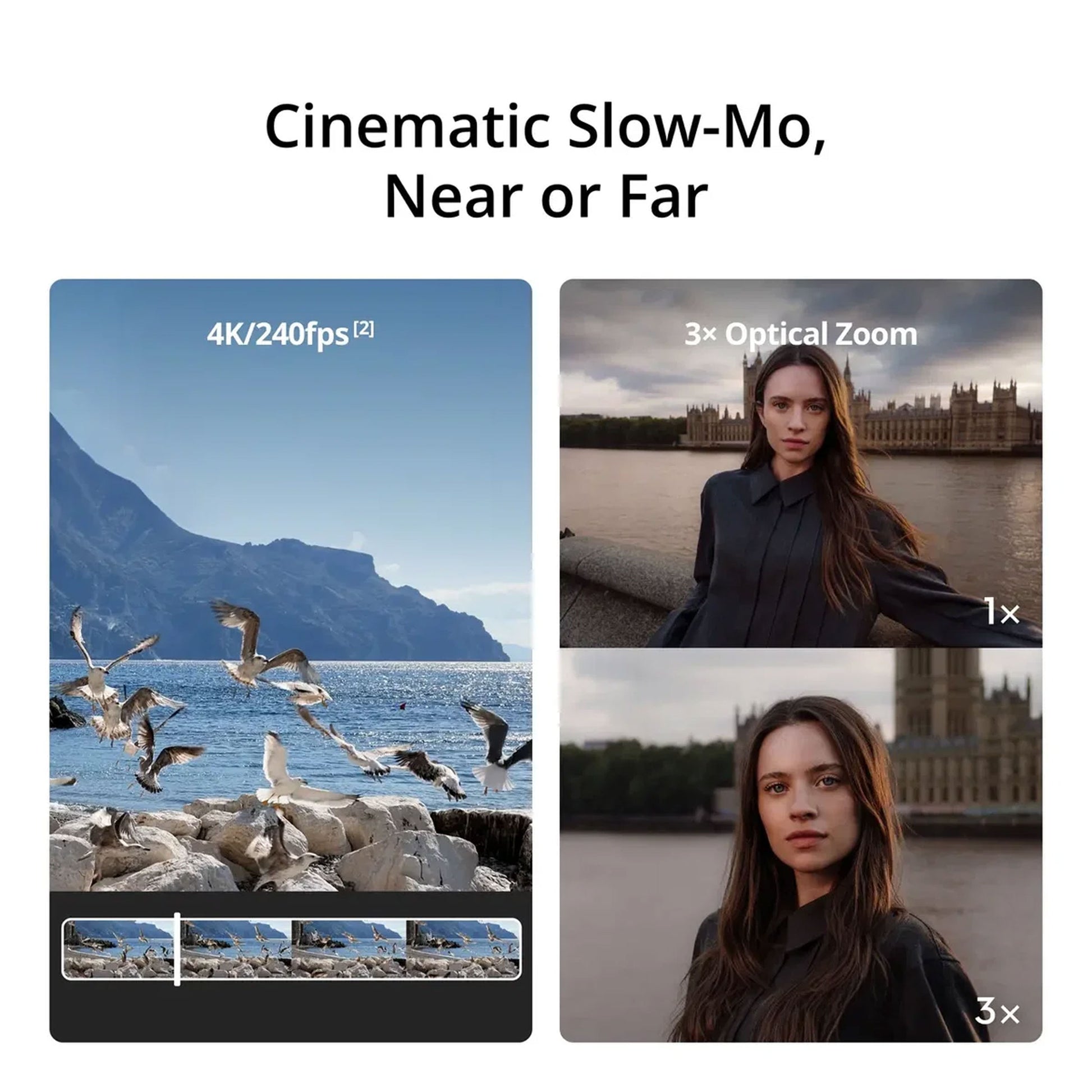 DJI Osmo Pocket 4P dual-lens 4K gimbal camera with 4K 240fps slow motion and 17-stop dynamic range.
