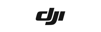 Black DJI logo on a white background