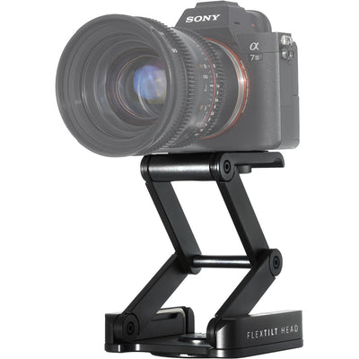 edelkrone FlexTILT Head v3 compact pan‑tilt mount with dual‑arm constant‑friction Z‑frame design, supports camera up to about 2.5 kg.