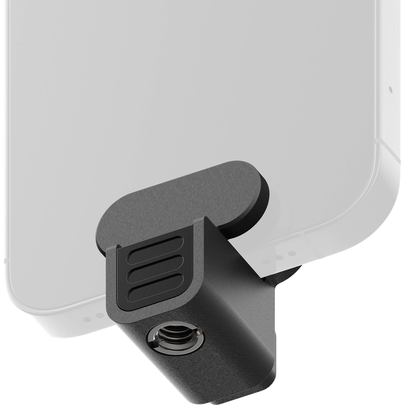 Edelkrone PhoneCLIP Pro smartphone holder – compact CNC-machined aluminum clamp with one-button push operation, anti-slip pads, and ¼″-20 tripod mount.