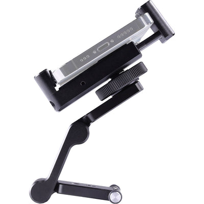 edelkrone PhoneGRIP – CNC-machined aluminum tilting smartphone mount with adjustable clamping arms, integrated accessory support, and a ¼″-20 thread base.