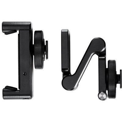 edelkrone PhoneGRIP – CNC-machined aluminum tilting smartphone mount with adjustable clamping arms, integrated accessory support, and a ¼″-20 thread base.