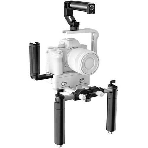 Edelkrone Handle Pack for PocketRIG 3 providing ergonomic grips for stable handheld filming.