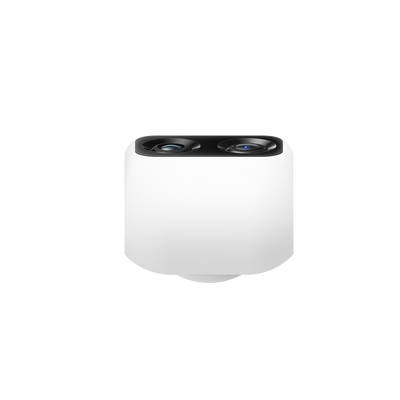 The Eufy Indoor 4K Dual Cam S350 is a security camera for indoor use, featuring a dual-camera system with 4K wide-angle and 2K telephoto lenses, 360-degree pan and tilt capabilities, and 8x hybrid zoom.