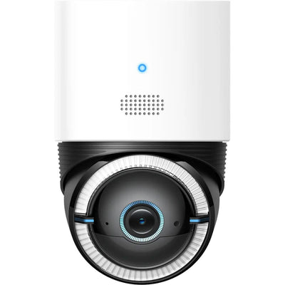 Eufy Security 4G LTE Cam S330 – white outdoor pan-tilt camera with integrated solar panel on top and 4K lens at front.