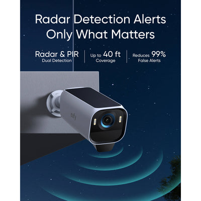 The Eufy Security eufyCam S3 Pro is a state-of-the-art 4K security camera designed for all-weather protection, featuring MaxColour Vision™ for full-color surveillance and SolarPlus™ 2.0 for continuous solar power.
