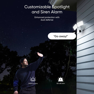The Eufy Security Floodlight Camera E30 is an outdoor security camera that features 360° surveillance, 2K HD video resolution, and AI motion tracking with 2,000-lumen motion-activated floodlights.
