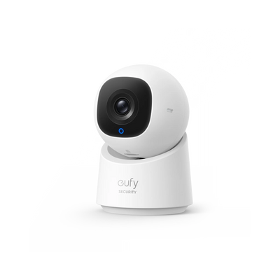 The Eufy Security Indoor Cam C210 is a smart home surveillance camera that provides 360-degree coverage with a 75-degree vertical tilt, 1080p HD resolution, and advanced AI tracking.