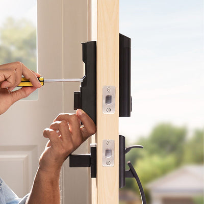 Eufy Video Smart Lock E330 with fast fingerprint recognition, 2K HD camera with f/1.6 lens, video doorbell, Wi-Fi connectivity, and rechargeable 10,000mAh battery.