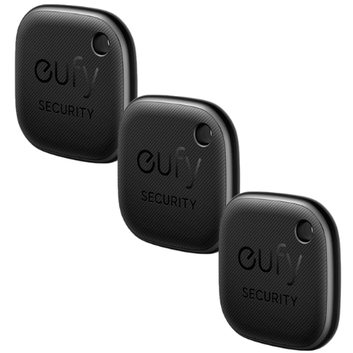 Three black Eufy Security devices on a white background