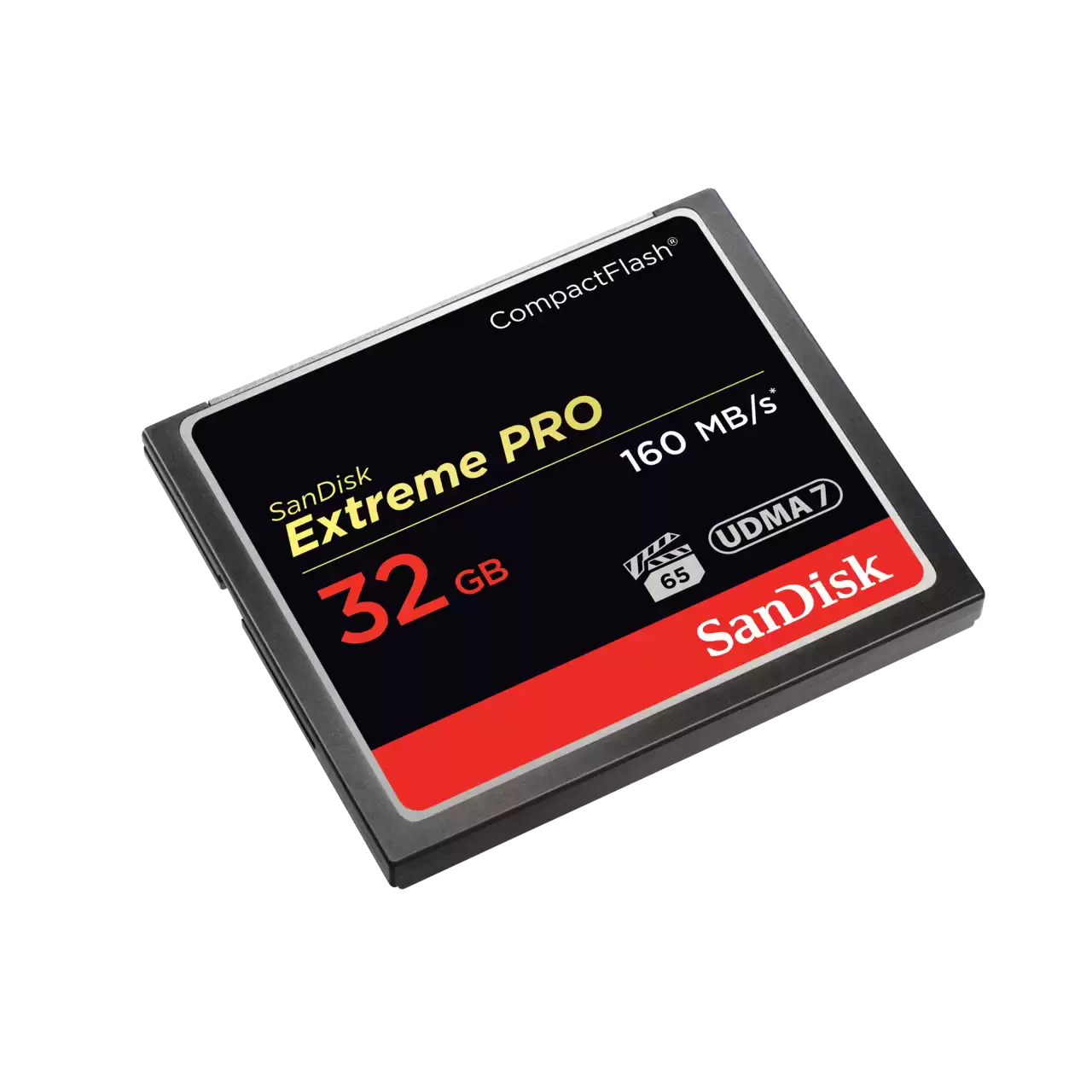 SanDisk Extreme Pro CompactFlash card on a white background