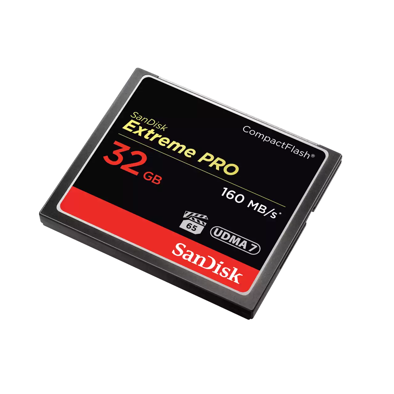 SanDisk Extreme Pro CompactFlash card on a white background