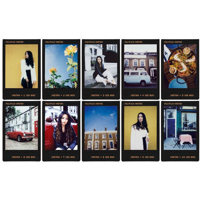 Pack of 10 sheets Fujifilm Instax Mini instant film with contact sheet style frame design for credit card-sized photos