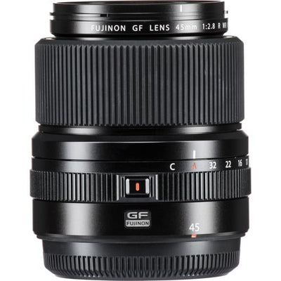 Fujifilm GF 45mm f/2.8 R WR lens. Medium-format prime with f/2.8, sharp optics, weather-resistant build, and versatile everyday performance.
