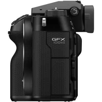 The Fujifilm GFX 100S II Mirrorless Camera is a large format camera with a 102-megapixel CMOS II sensor, featuring 5-axis in-body image stabilization, a continuous burst speed of up to 7 frames-per-second, and an improved AF algorithm with deep-learning AI.